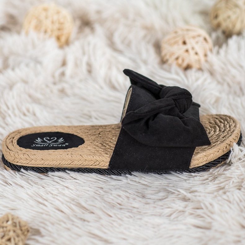 Small Swan Trendiga tofflor med rosett svart 1