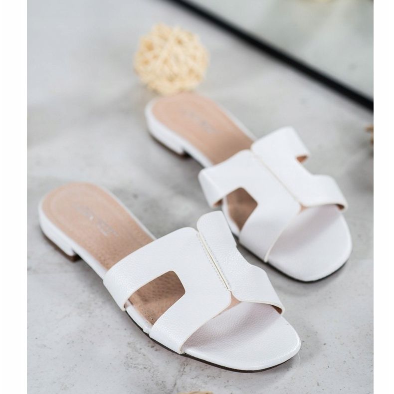 SHELOVET Klassiska Eco Leather Tofflor vit 1