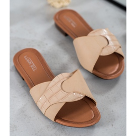 SHELOVET Eleganta Eco Leather Tofflor beige 1