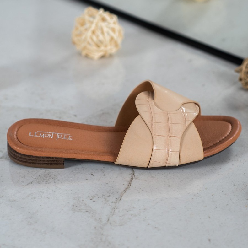 SHELOVET Eleganta Eco Leather Tofflor beige 2