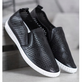 GOLL Openwork Black Slipons svart 1
