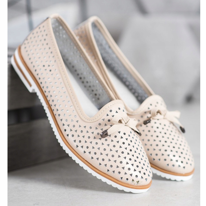 SHELOVET Läderskor med öppet mönster brun 1