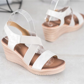 Sea Elves Casual Slip On Sandals beige silver- 1