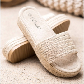 Weide Halm tofflor på plattformen beige 1