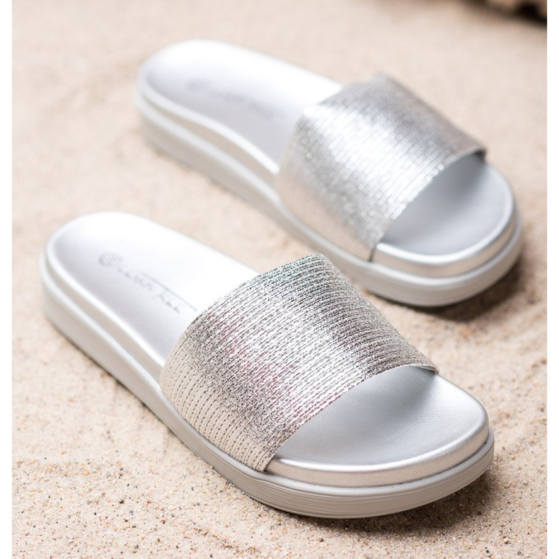 SHELOVET Klassiska silver tofflor grå 2