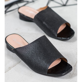 SHELOVET Eleganta tofflor med glitter svart 1