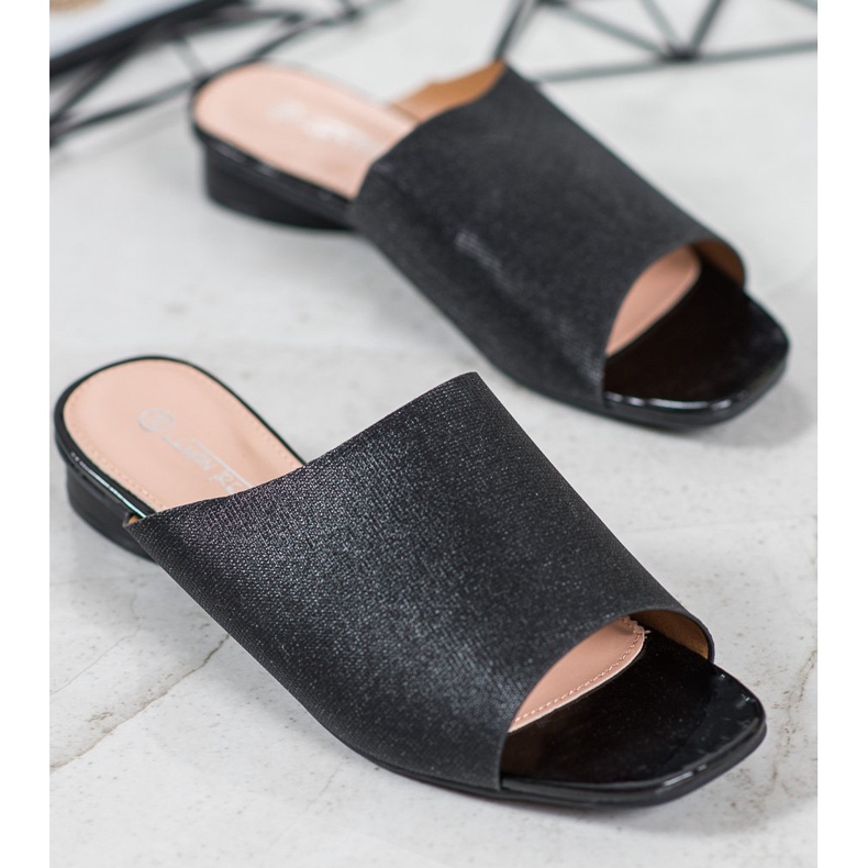 SHELOVET Eleganta tofflor med glitter svart 1