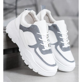 SHELOVET Trendiga snörade sneakers vit 1
