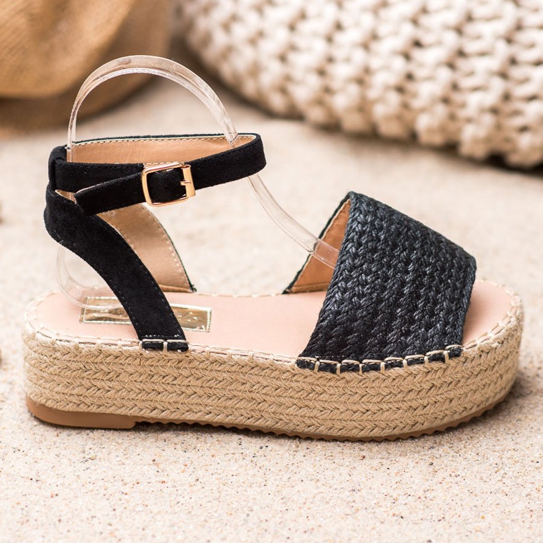 Weide Espadrilles sandaler på plattformen svart 2
