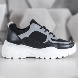 SHELOVET Trendiga snörade sneakers svart 1