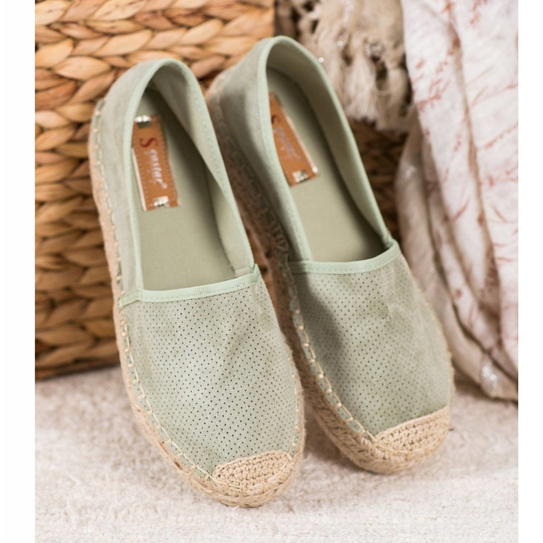 Seastar Openwork Espadrilles med mocka grön 1