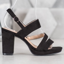 SHELOVET Sandaler med högklackat mocka svart 1