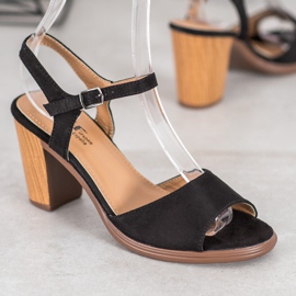 SHELOVET Svarta sandaler i mocka 1