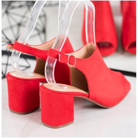 SHELOVET Klassiska högklackade sandaler röd 1