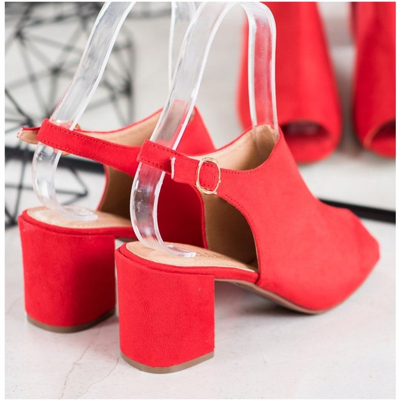 SHELOVET Klassiska högklackade sandaler röd 1