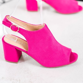 SHELOVET Klassiska högklackade sandaler rosa 1