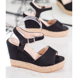 Clowse Svarta sandaler på en hög kil 1