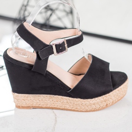 Clowse Svarta sandaler på en hög kil 2