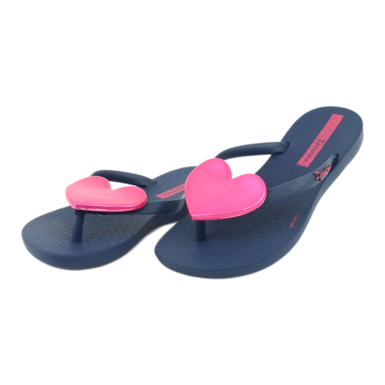 Girls 'Navy Blue Flip -flops med ett rosa hjärta av iPanema 2
