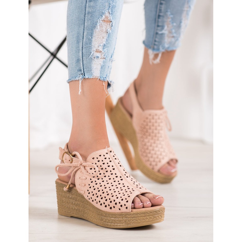 Small Swan Bekväma öppnade sandaler rosa 1