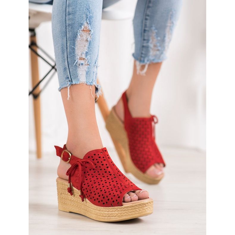 Small Swan Bekväma öppnade sandaler röd 1