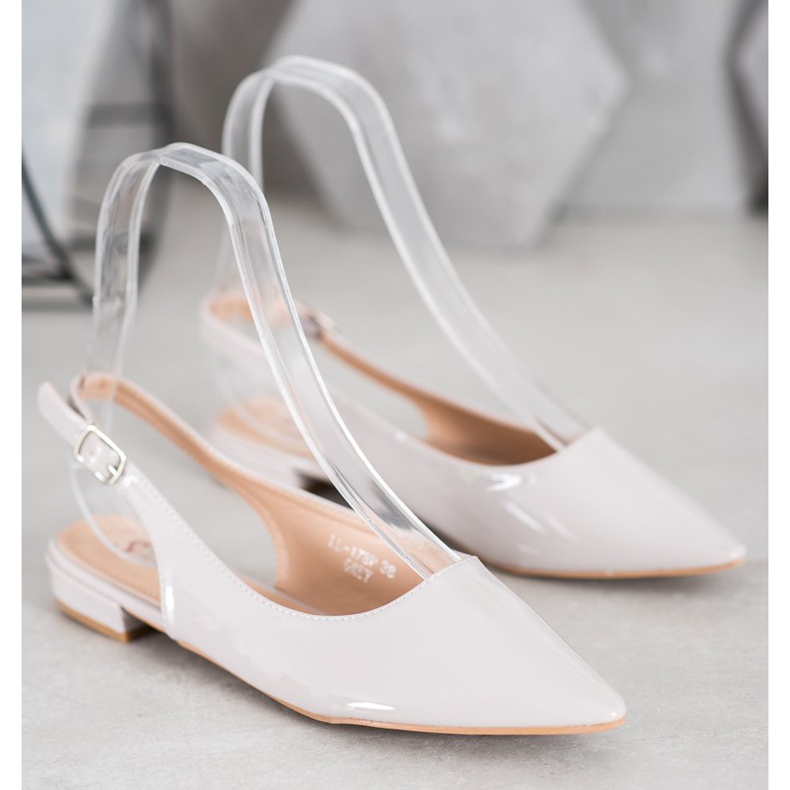 Seastar Patentläderpumpar med en exponerad häl grå 1