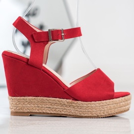 Clowse Röda sandaler på en hög klack 2