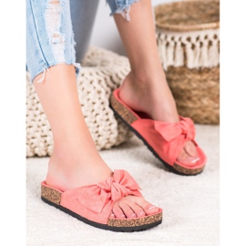 SHELOVET Mocka tofflor på plattformen rosa 2