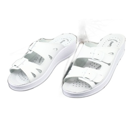 Kvinnor läder flip flops vita kilar 2