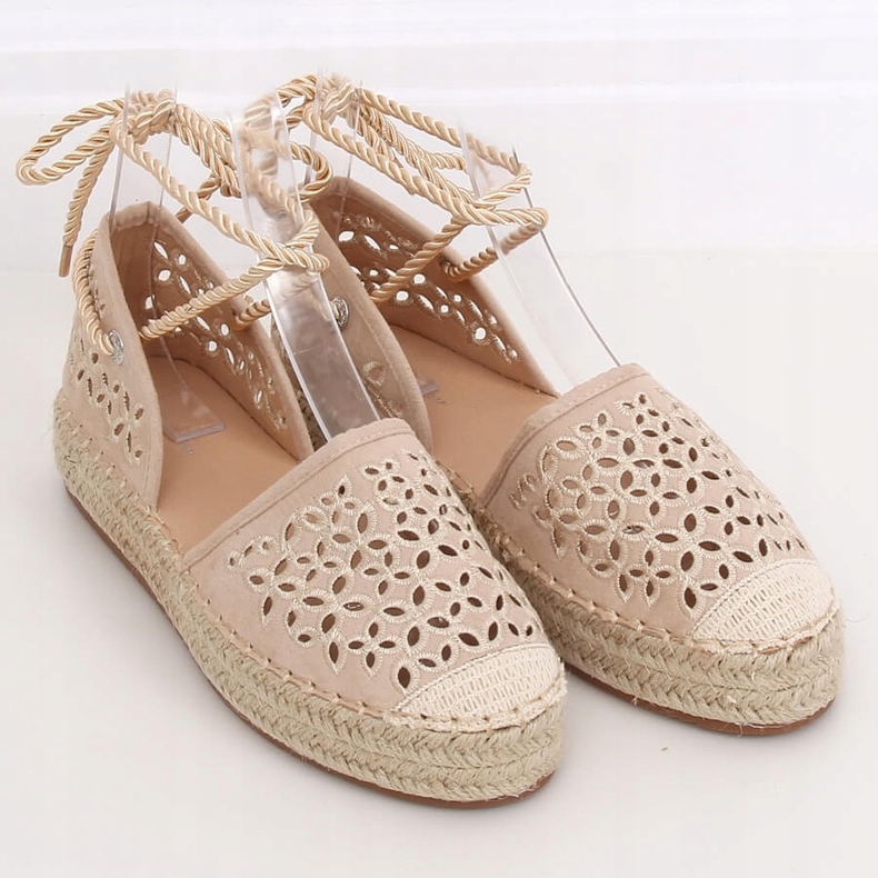 Espadrilles knuten med en fotled beige G1573 Beige 1