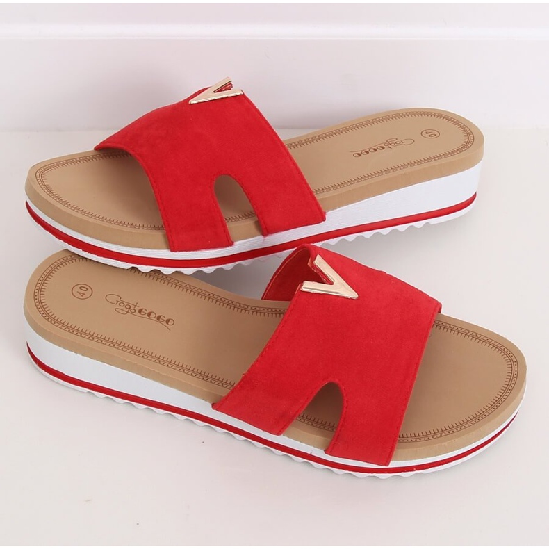 Röd Kvinnors röda tofflor G-5035 Röd 2