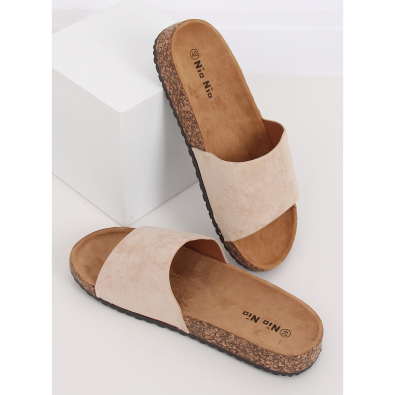 Beige PA-354 tofflor i beige kork 1