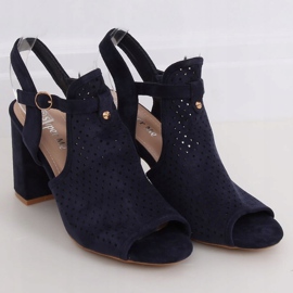Högklackade sandaler med hög klack LL79 Blå marinblå 1