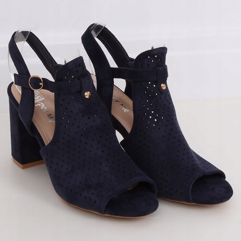 Högklackade sandaler med hög klack LL79 Blå marinblå 1