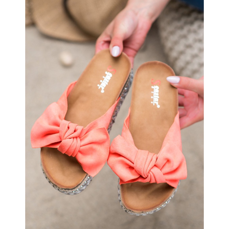 Seastar Mocka tofflor med en dekorativ plattform röd orange 1