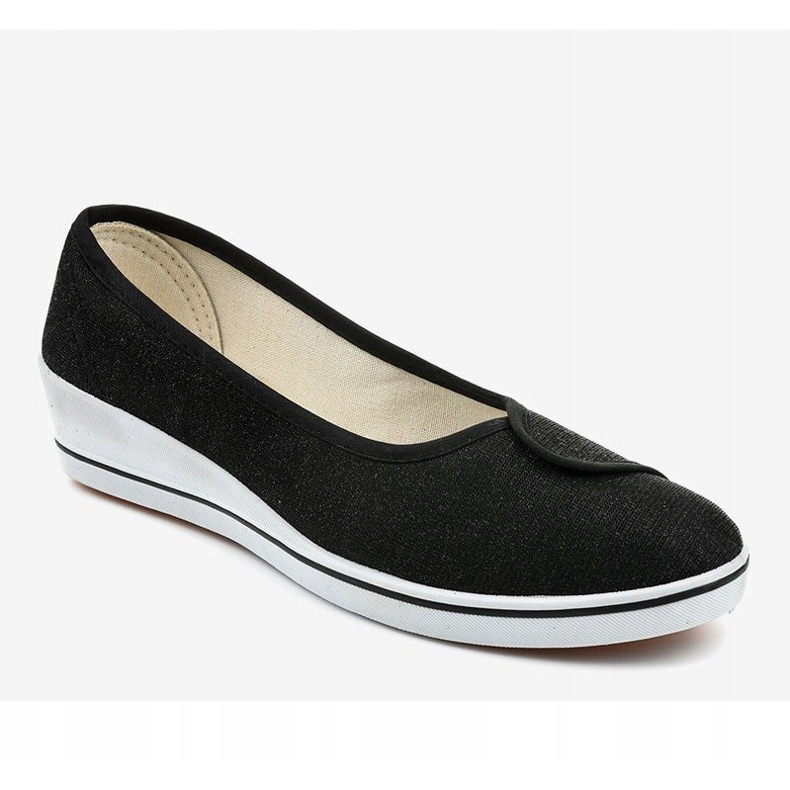 Svarta sneakers glänsande wedge sneakers K-1-002 1