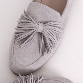 Grå Damloafers med fransar T357P Grå 1