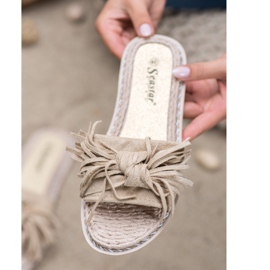 Seastar Bekväma tofflor med fransar beige 1