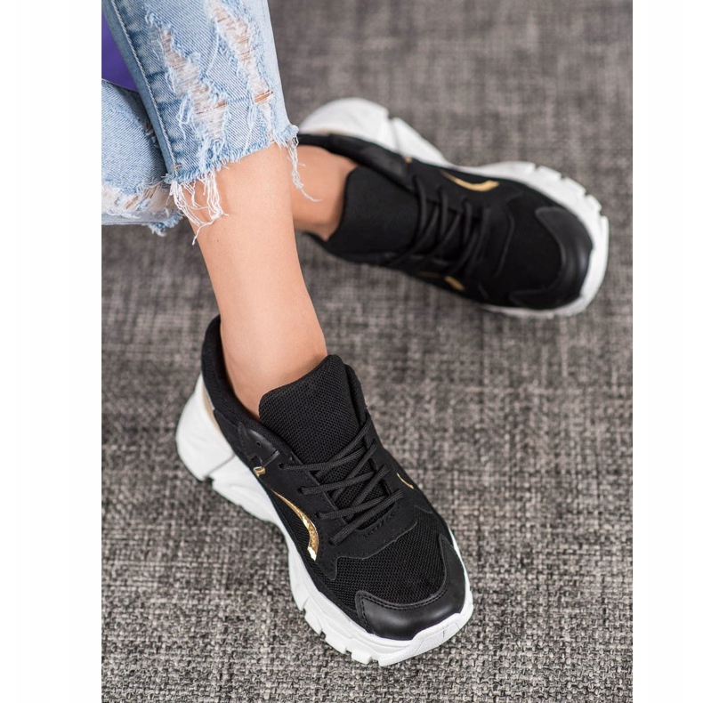 SHELOVET Snygga sneakers på plattformen svart gul 2