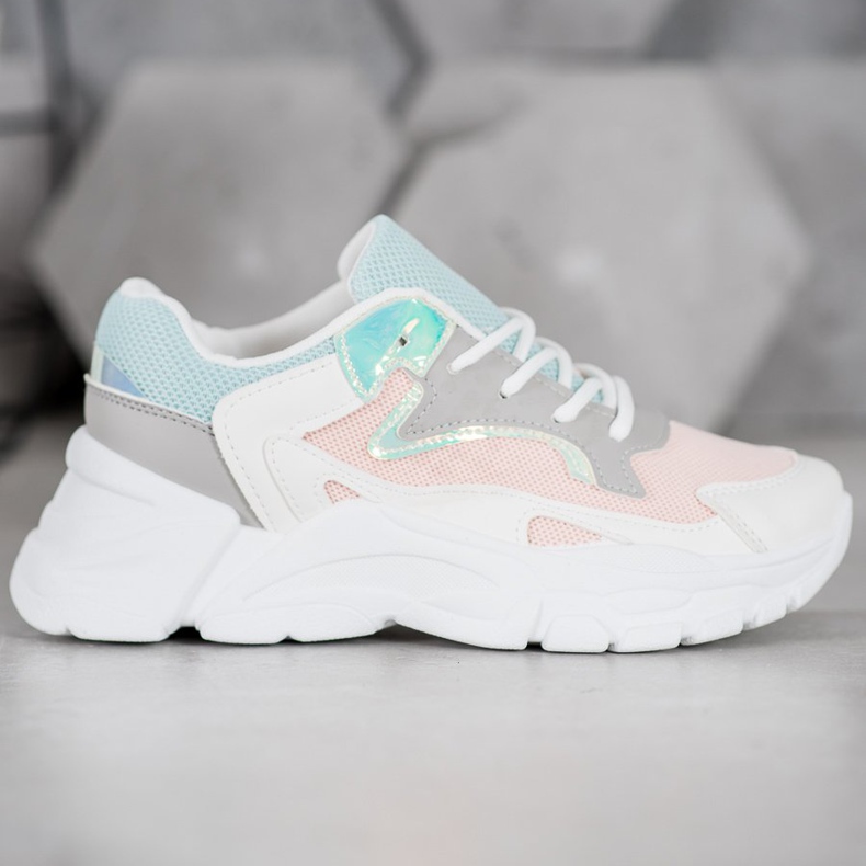 SHELOVET Snygga sneakers på plattformen vit blå rosa grå 2