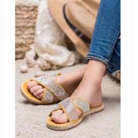 Cm Paris Snygga tofflor med cubic zirconia gul 1