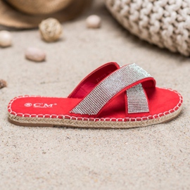 Cm Paris Snygga tofflor med cubic zirconia röd 2