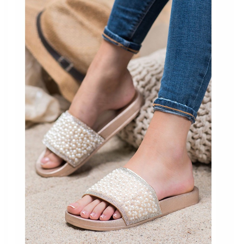 Seastar Eleganta tofflor med pärlor gyllene 1