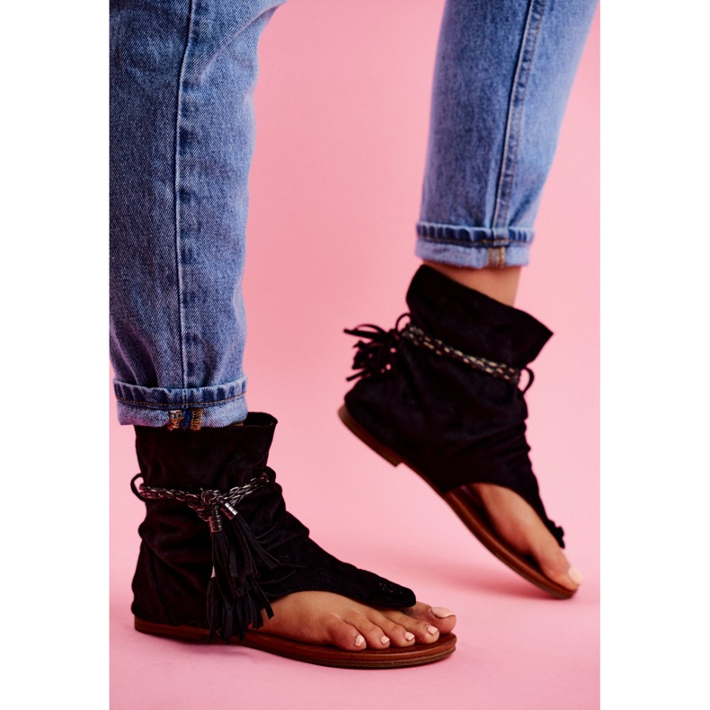 SEA Sandaler för kvinnor Flip-flops With a Shank Black SL1011 Madrit svart 2