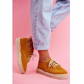 MSMG Kvinnors Espadriller på gul Sonya linneplattform 2