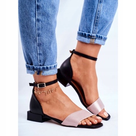 Sandaler för kvinnor Maciejka Läder Svart 04618-21 rosa 1