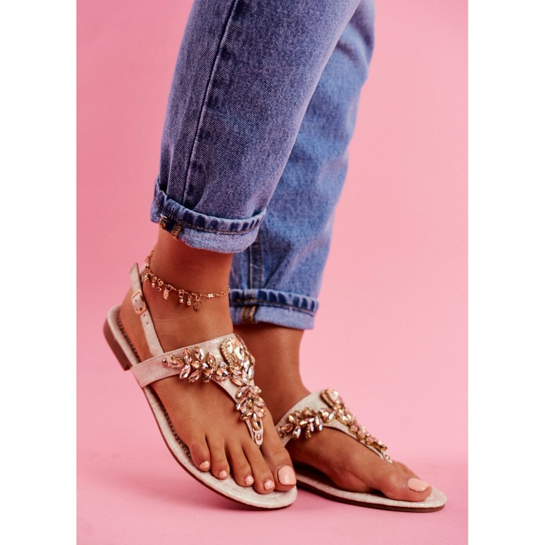 Sandaler Flip-flops Kristaller under kontroll beige gyllene 1