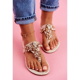 Sandaler Flip-flops Kristaller under kontroll beige gyllene 2