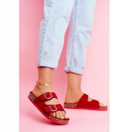 EVE Dam tofflor på kork med spännen Red Si Senor röd 1