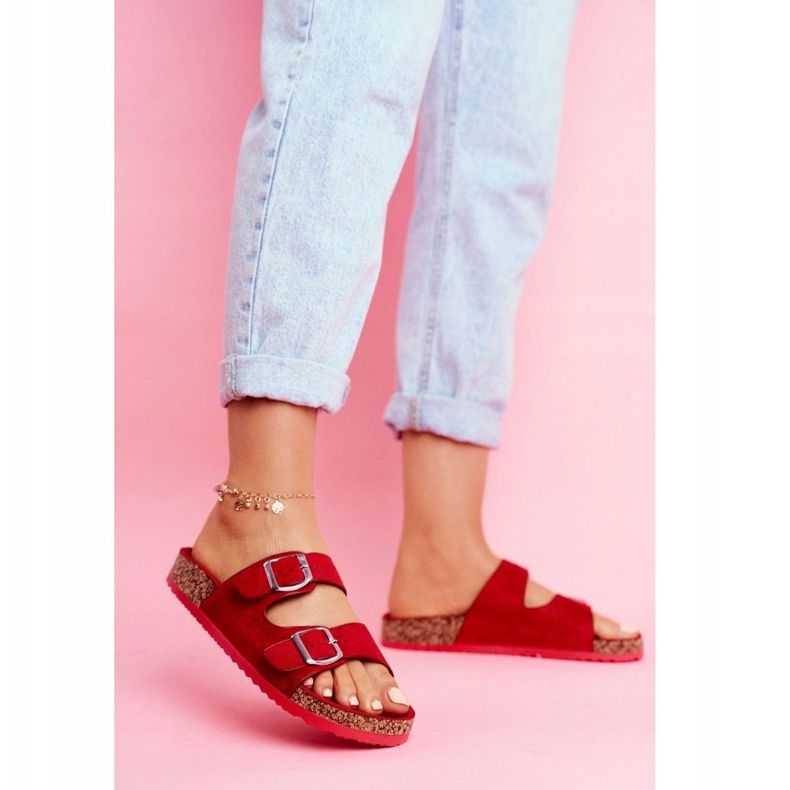 EVE Dam tofflor på kork med spännen Red Si Senor röd 1